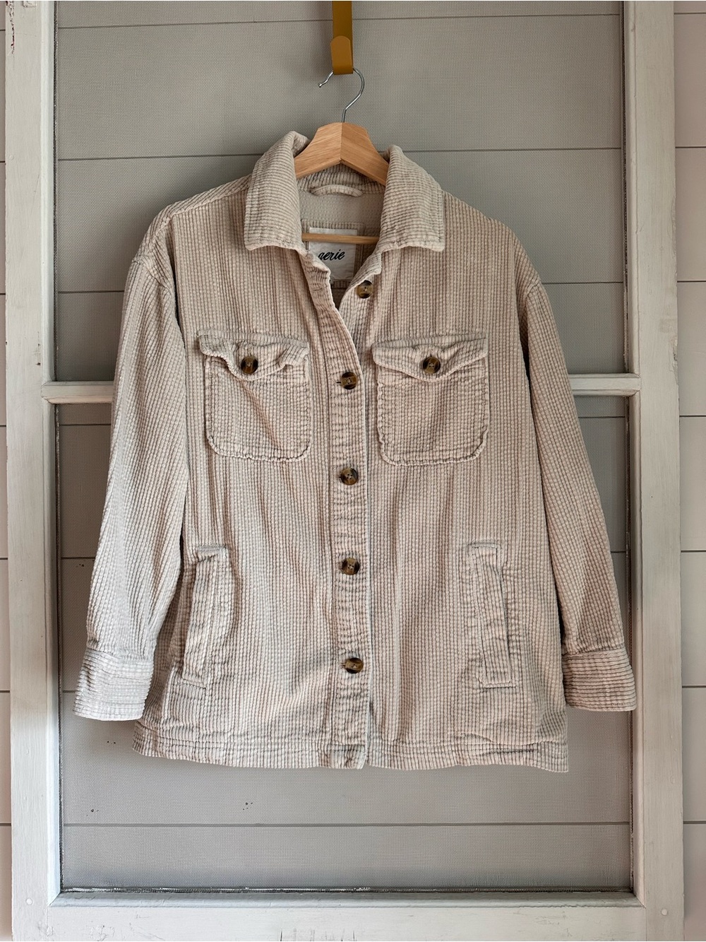 aerie Cream Corduroy Button-Up Jacket